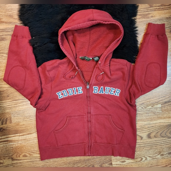 Eddie Bauer Vintage Burgundy Zip-up Hoodie Size M - Picture 1 of 10